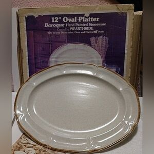 12" OVAL PLATTER BAROQUE HANDPAINTED STONEWARE -made in JAPAN BY HEARTSIDE